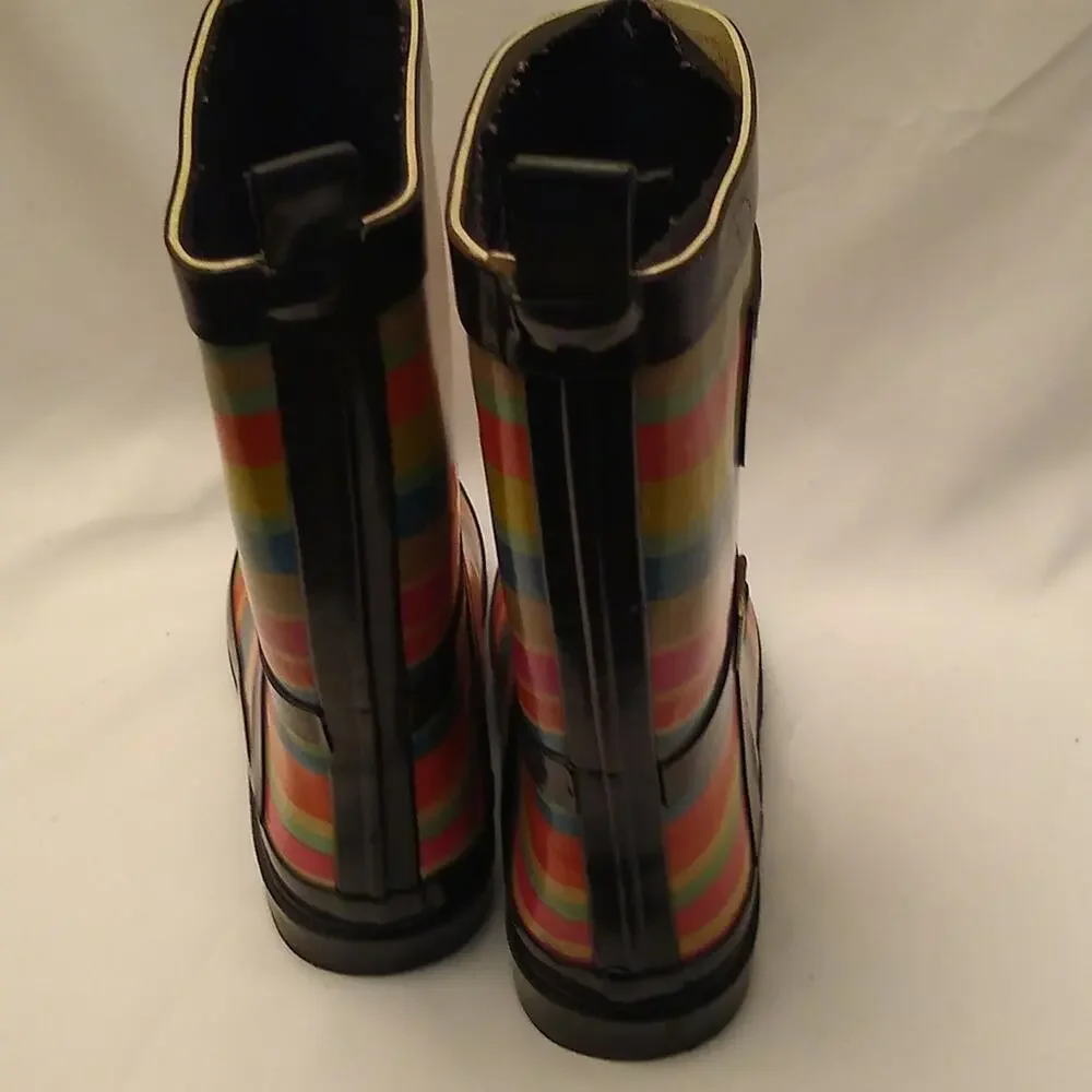 Girl's Striped Rubber Rain Boots Size 13/1 Toddler